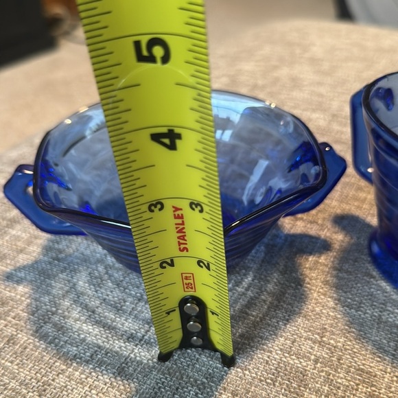 VTG Moderntone Creamer & Open Sugar Set 2 pc Cobalt Blue Hazel Atlas Gla… - Picture 7 of 9